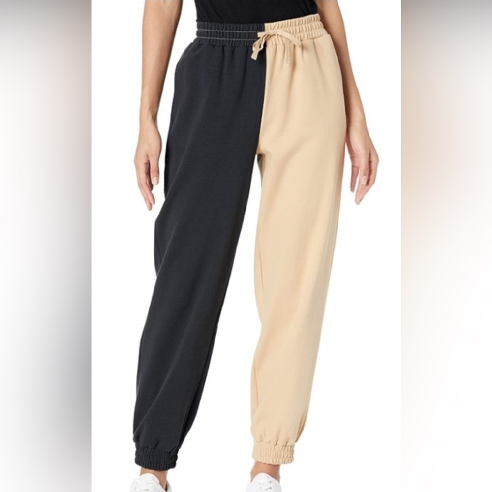 🆕The Drop Two-Tone Black and Tan Sweatpants Size XS